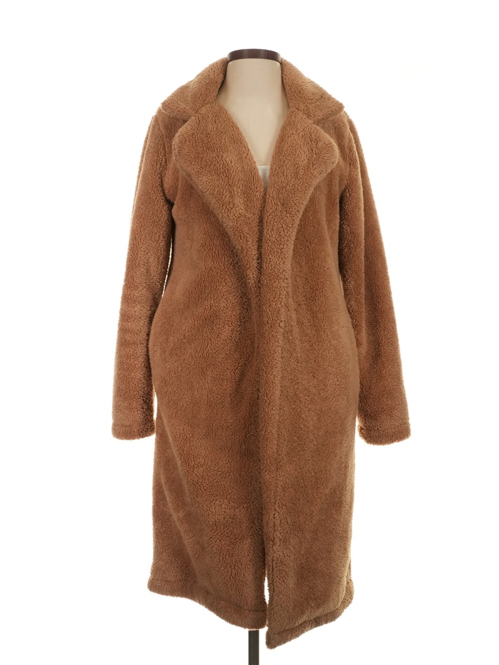 Plush Teddy Long Coat in Brown